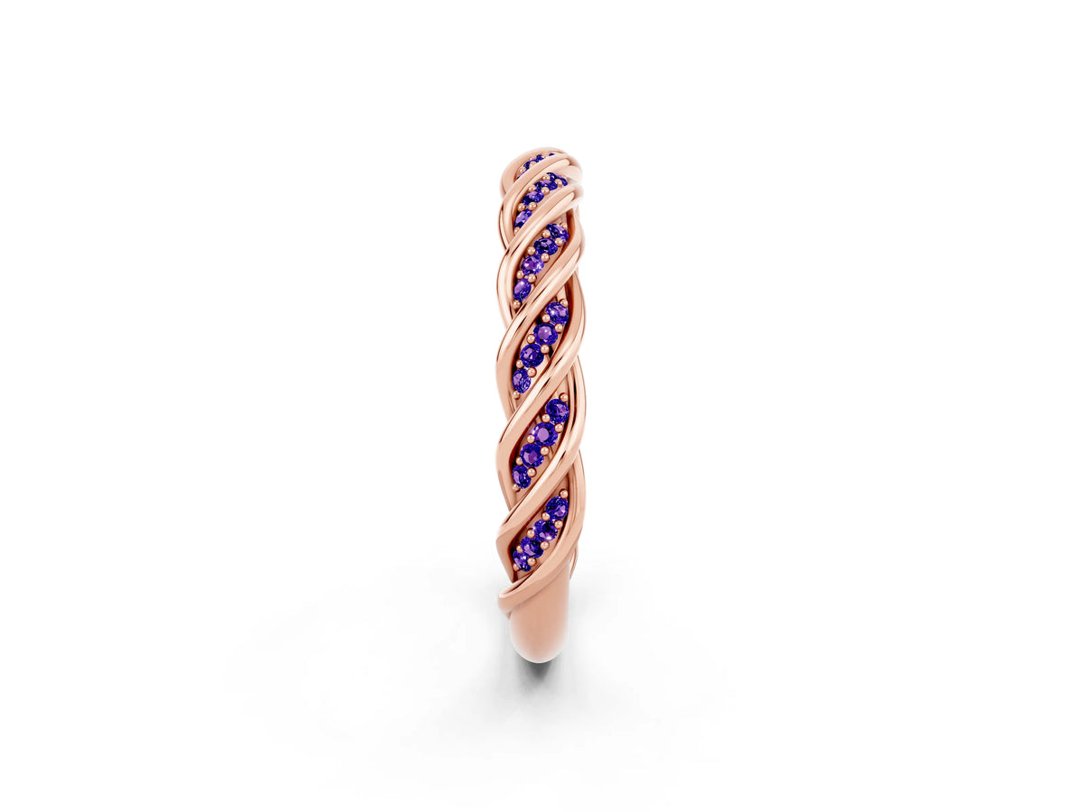 Twisted Pavé Round Tanzanite Eternity Band in Rose gold with Shared Prong Setting_2