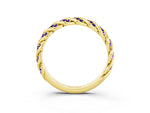 Twisted Pavé Round Tanzanite Eternity Band in Yellow gold with Shared Prong Setting_3