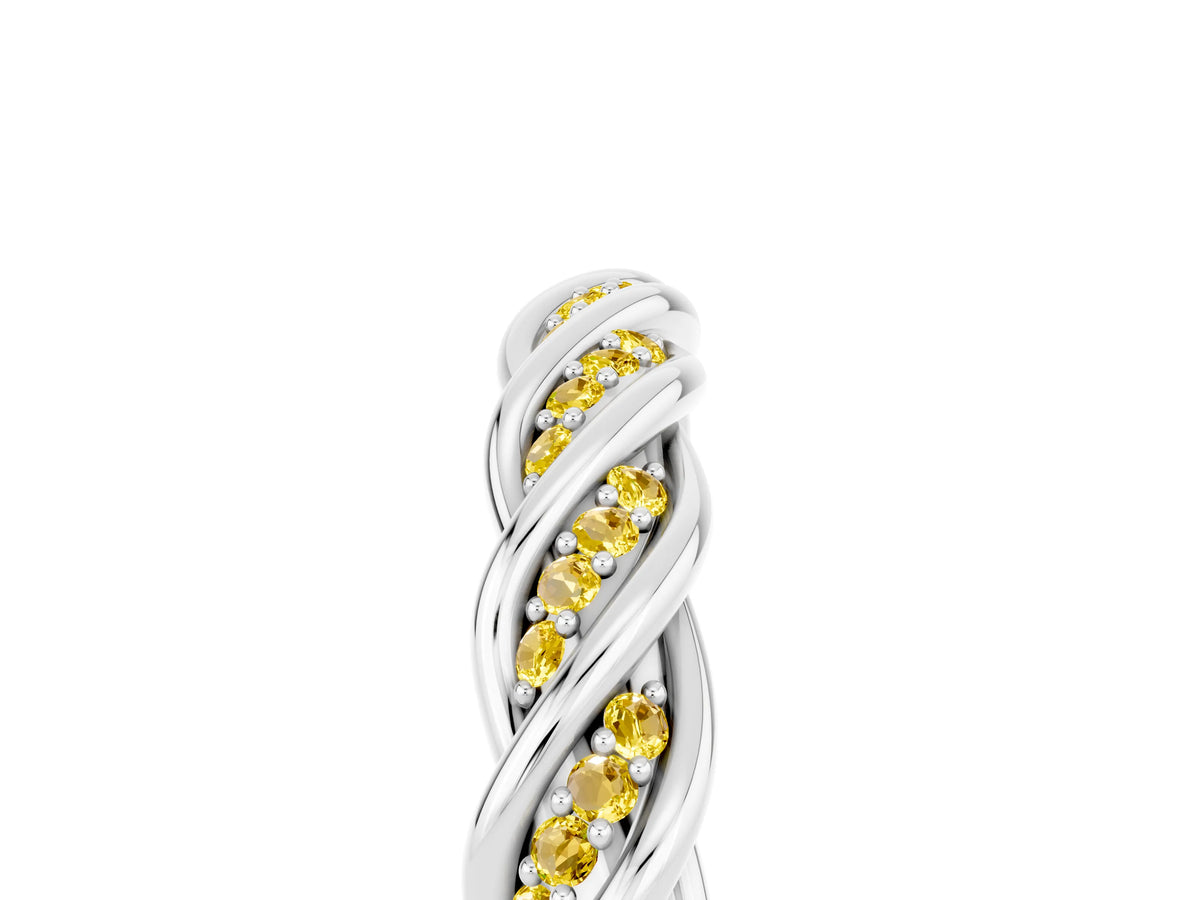 Twisted Pavé Round Yellow Sapphire Eternity Band in Platinum with Shared Prong Setting_5