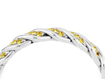 Twisted Pavé Round Yellow Sapphire Eternity Band in Silver with Shared Prong Setting_4
