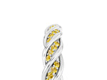 Twisted Pavé Round Yellow Sapphire Eternity Band in Silver with Shared Prong Setting_5