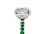 White gold Asscher Cut Diamond Solitaire Ring with Round Emerald Pavé Band and Prong Setting_5