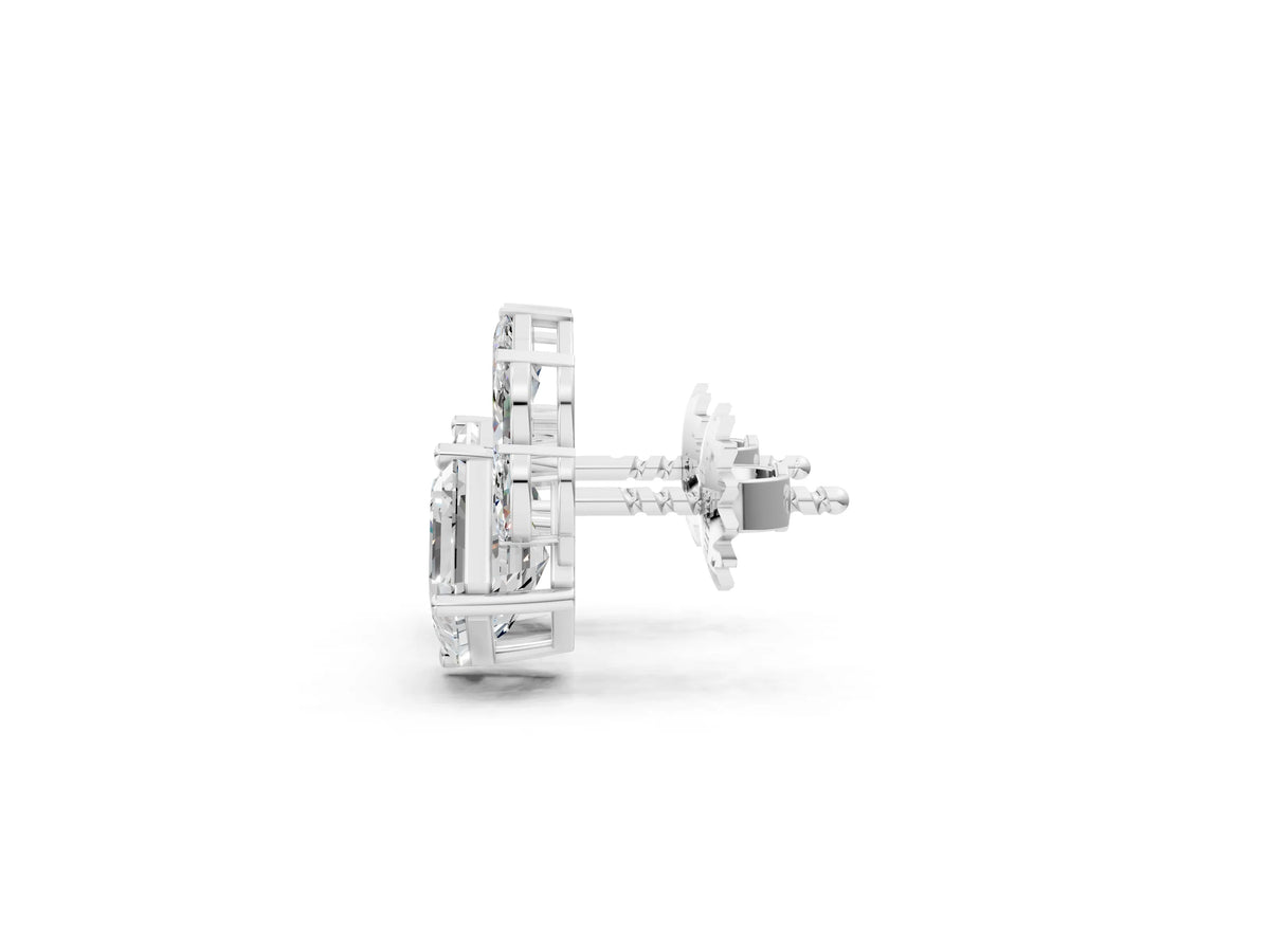 White gold Asscher and Marquise Diamond Cluster Stud Earrings_1