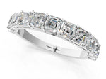 White gold Asscher cut diamond Half Eternity Band with Shared Prong Setting_1