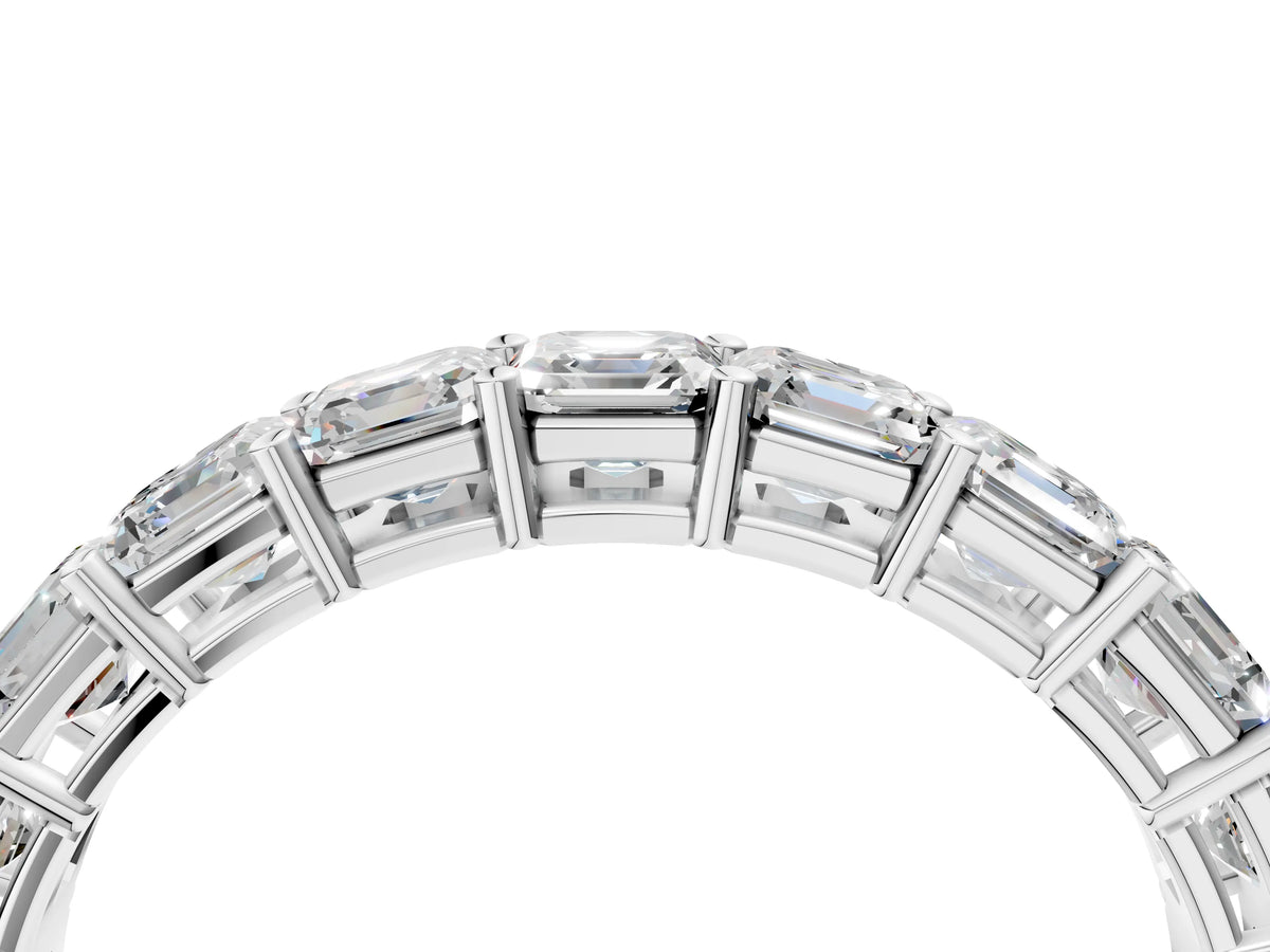 White gold Asscher cut diamond Half Eternity Band with Shared Prong Setting_4