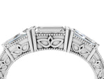 White gold Baguette Cut Channel Set Milgrain Band with V-Prong Setting_4