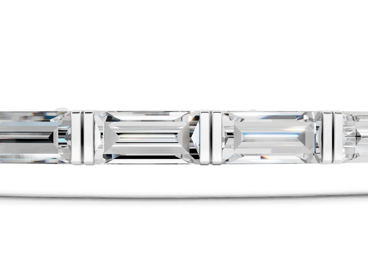 White gold Baguette Cut Diamond Bar Set Tennis Bracelet_1