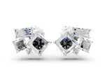White gold Baguette and Princess Diamond Mosaic Abstract Stud Earrings