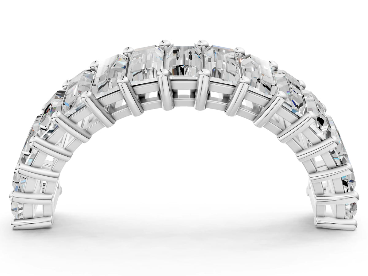 White gold Baguette cut diamond Half Eternity Band with Shared Prong Setting