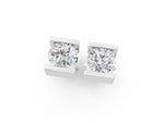 White gold Bar Set Round Diamond Stud Earrings in White Gold_1