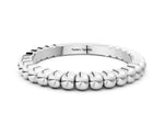 White gold Beaded Round Stone Eternity Band with Bezel Setting