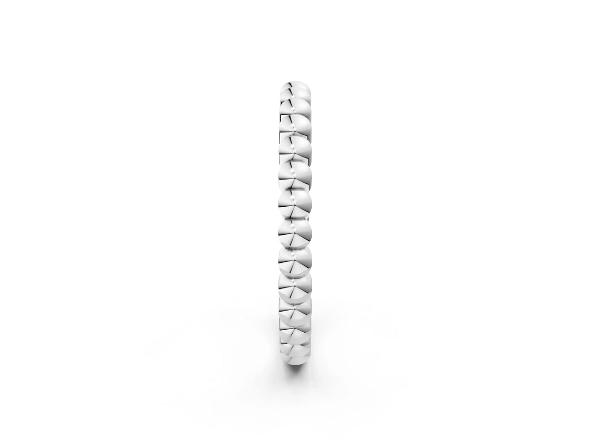 White gold Beaded Round Stone Eternity Band with Bezel Setting_2