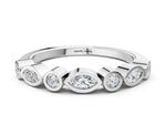 White gold Bezel Set Marquise and Round Diamond Stackable Band