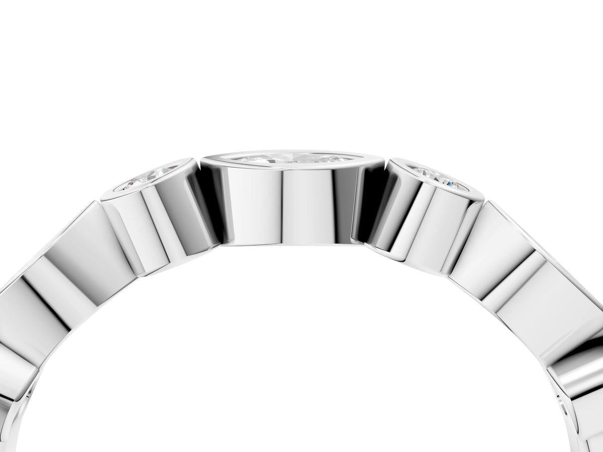 White gold Bezel Set Marquise and Round Diamond Stackable Band_4