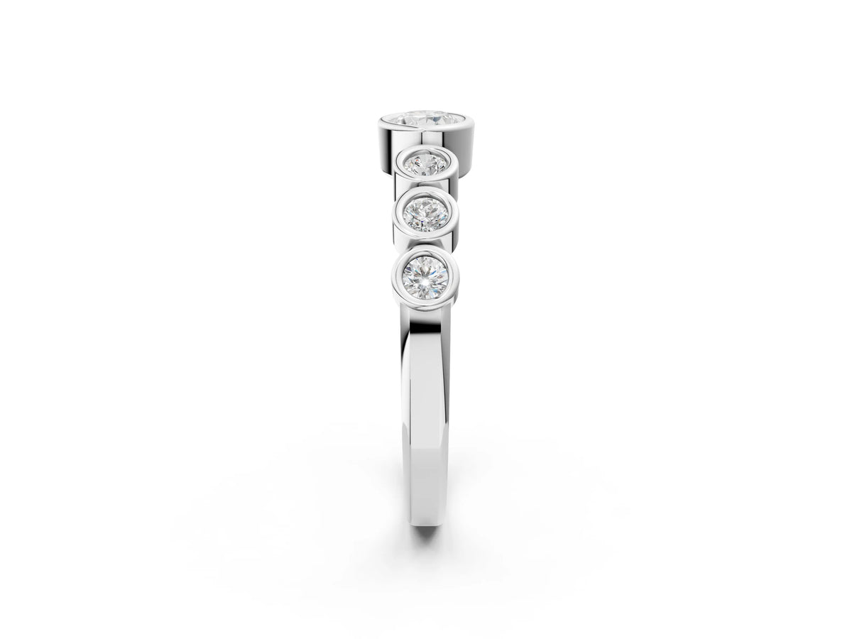 White gold Bezel Set Oval Diamond Half Eternity Band_2