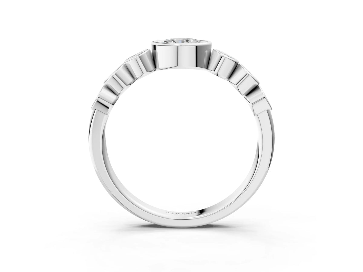 White gold Bezel Set Oval Diamond Half Eternity Band_3