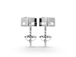 White gold Bezel-Set Round Cut Drop Earrings with Post Back