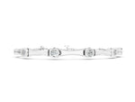 White gold Bezel Set Round Diamond Bamboo Link Bracelet