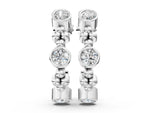 White gold Bezel Set Round Diamond Beaded Hoop Earrings