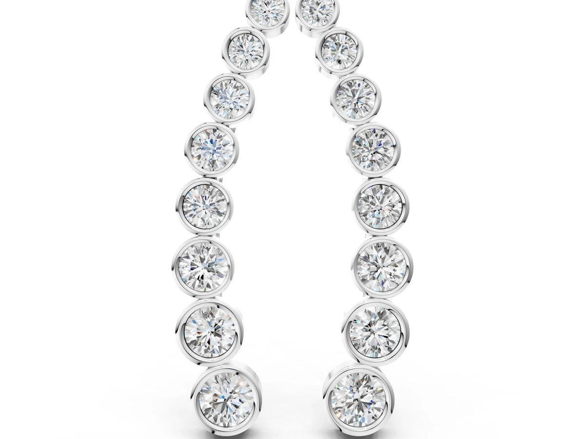 White gold Bezel-Set Round Diamond Climber Earrings