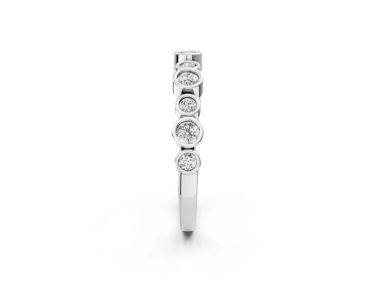 White gold Bezel Set Round Diamond Half Eternity Band_2