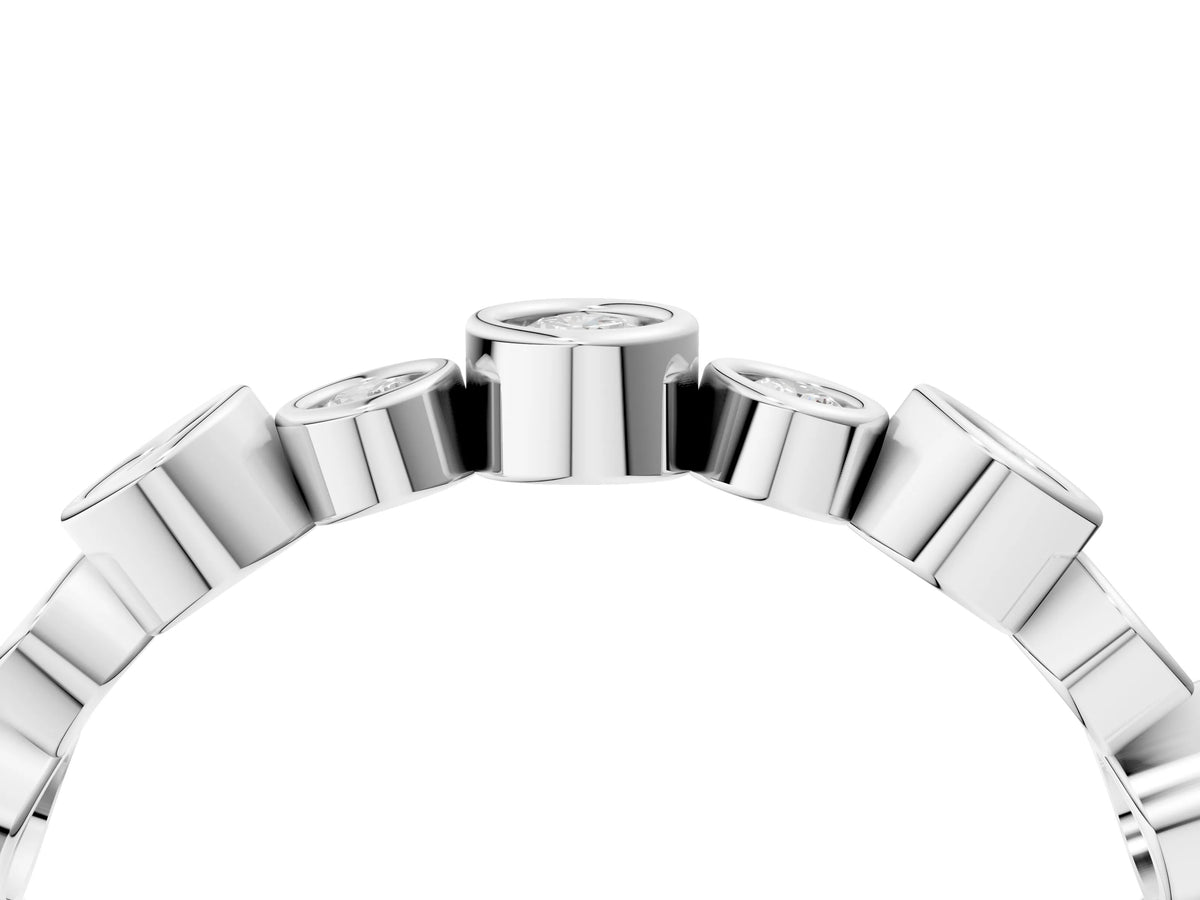 White gold Bezel Set Round Diamond Half Eternity Band_4