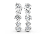 White gold Bezel Set Round Diamond Hoop Earrings