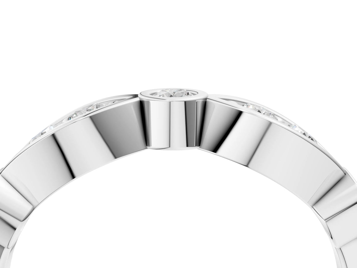 White gold Bezel Set Round Diamond Marquise Band_4