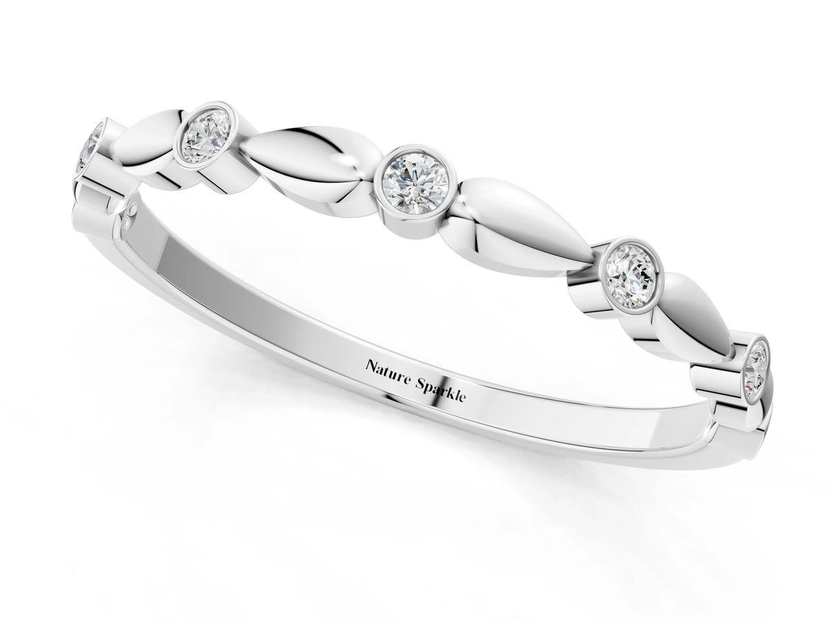 White gold Bezel-Set Round Diamond Marquise Eternity Band_1