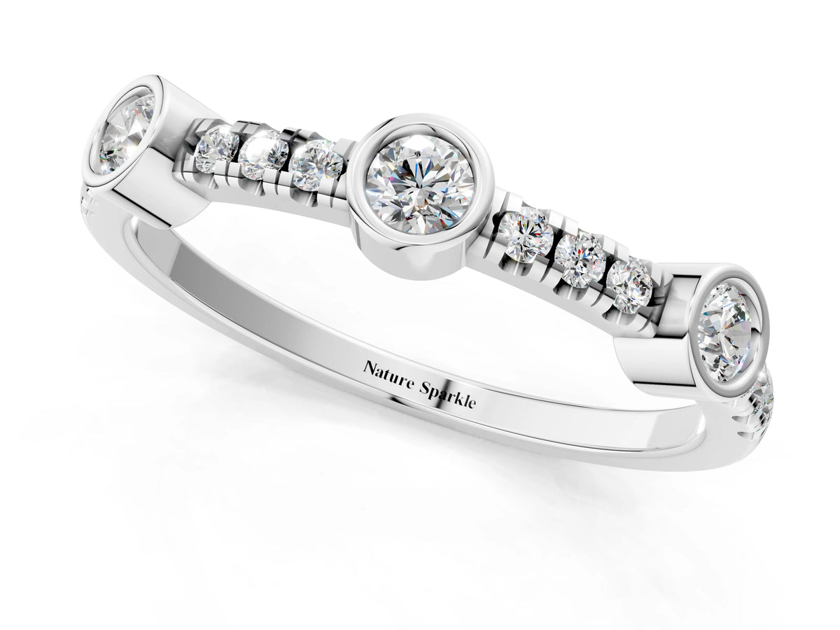 White gold Bezel Set Round Diamond Pavé Band_1