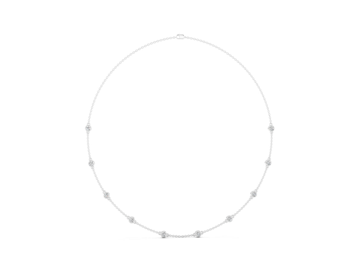 White gold Bezel-Set Round Diamond Station Necklace_1