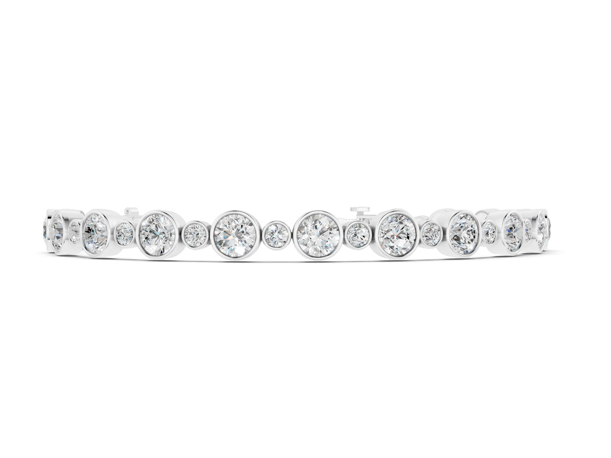 White gold Bezel Set Round Diamond Tennis Bracelet with Box Clasp