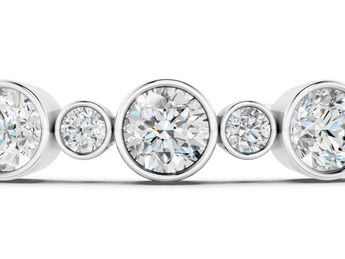 White gold Bezel Set Round Diamond Tennis Bracelet with Box Clasp_1