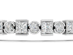 White gold Bezel and Prong Set Round and Princess Cut Diamond Tennis Bracelet_1