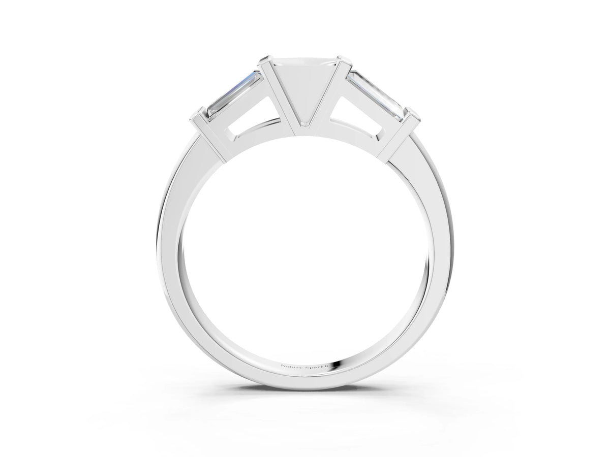 White gold Channel Set Baguette Diamond Flat Band with Bar Prong Setting_3
