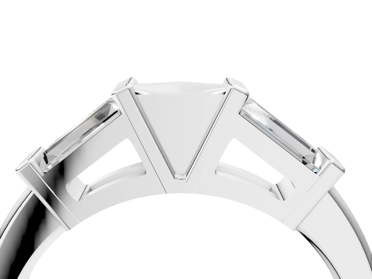 White gold Channel Set Baguette Diamond Flat Band with Bar Prong Setting_4