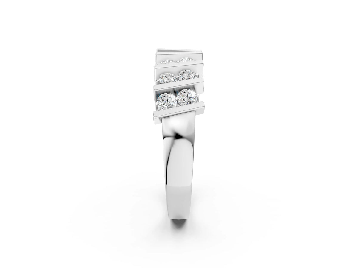 White gold Channel Set Round Diamond Anniversary Band with Vertical Prongs_2