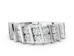 White gold Channel Set Round Diamond Anniversary Band with Vertical Prongs
