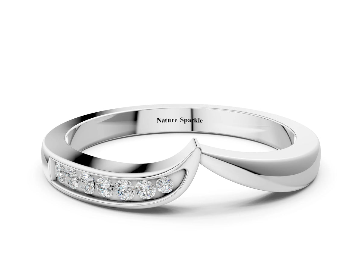 White gold Channel Set Round Diamond Contour Band