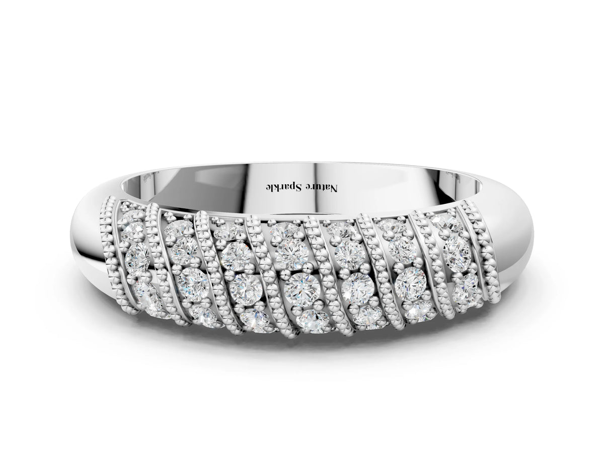 White gold Channel Set Round Diamond Dome Band