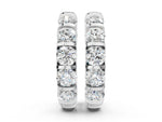 White gold Channel-Set Round Diamond Hoop Earrings