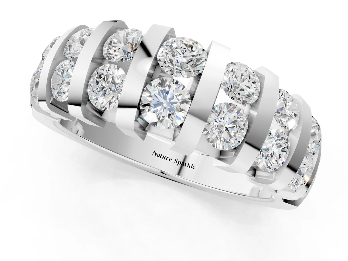 White gold Channel-Set Round Diamond Multi-Row Band_1
