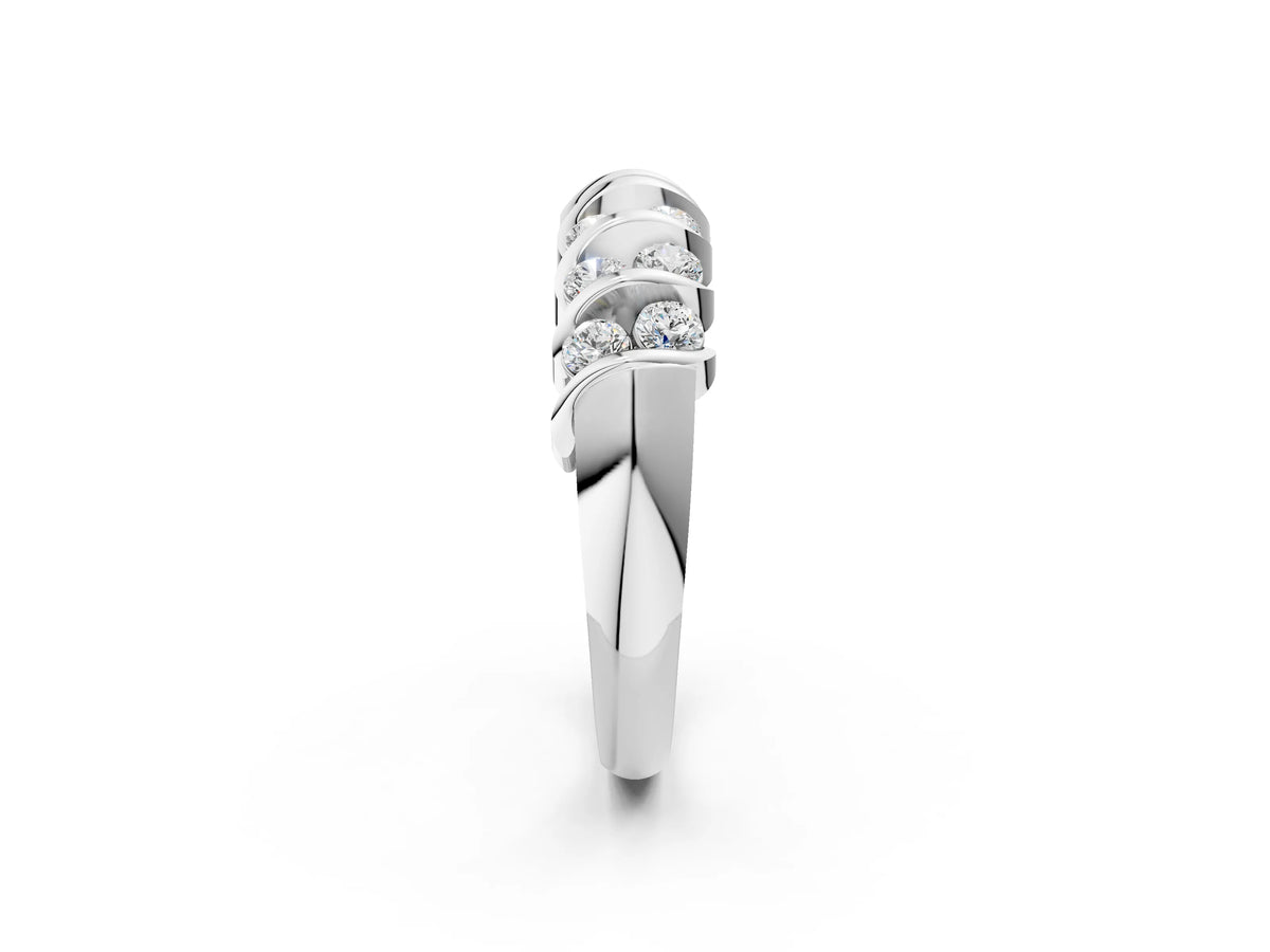 White gold Channel Set Round Diamond Multi-Row Band_2