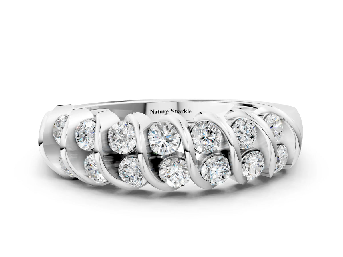 White gold Channel Set Round Diamond Multi-Row Band
