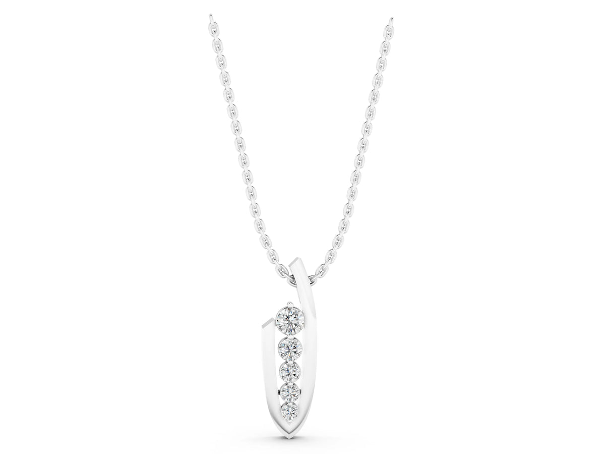 White gold Channel Set Round Diamond Pendant with Bar Prong Setting_1
