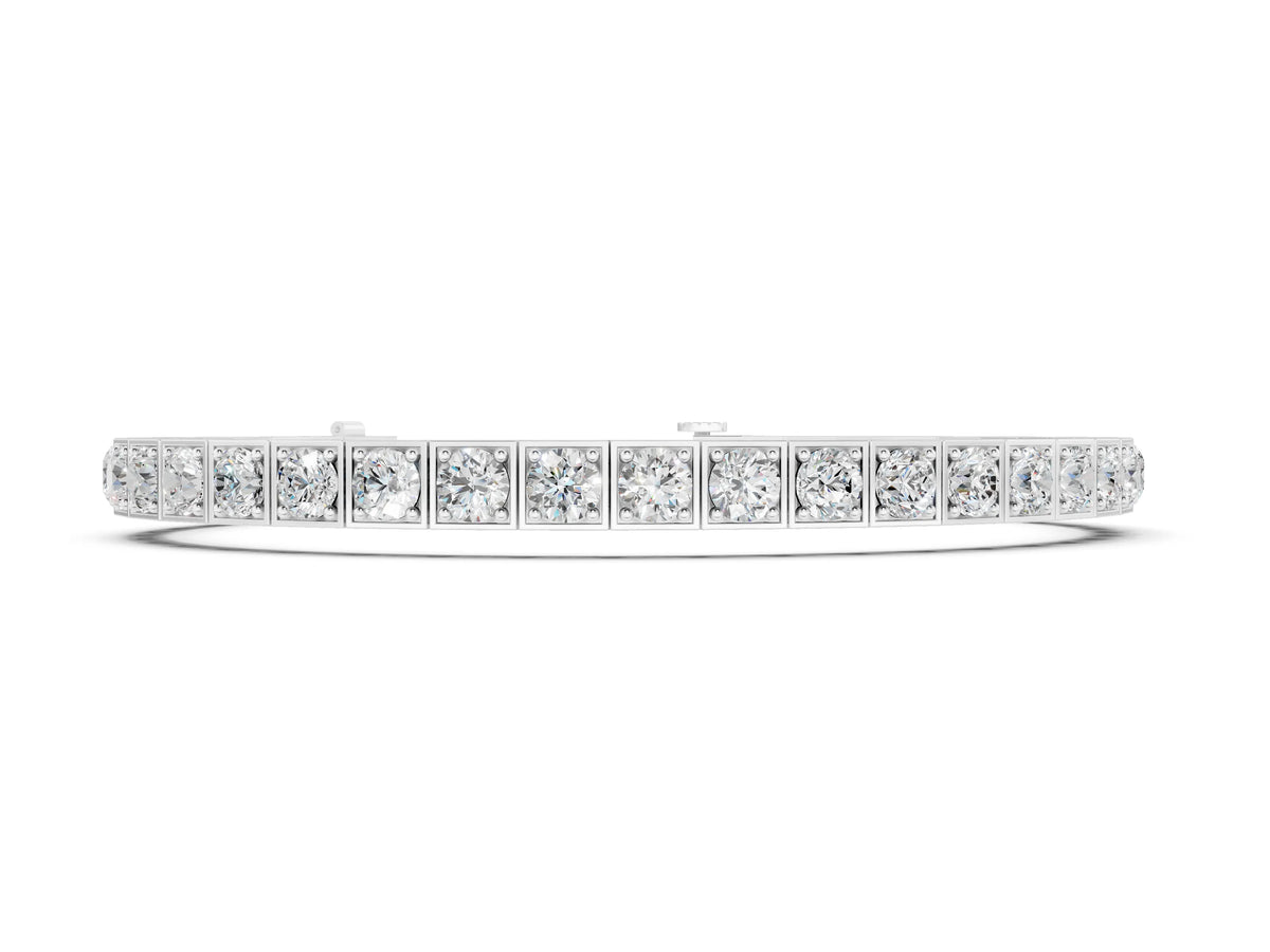 White gold Channel Set Round Diamond Tennis Bracelet with Four-Prong Setting