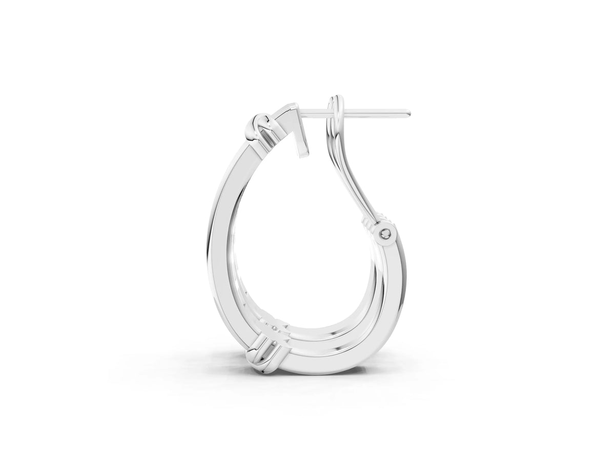 White gold Channel-Set Round Diamond Two-Tone Hoop Earrings with Claw Prong Setting_1