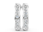 White gold Channel-Set Round Diamond Two-Tone Hoop Earrings with Claw Prong Setting