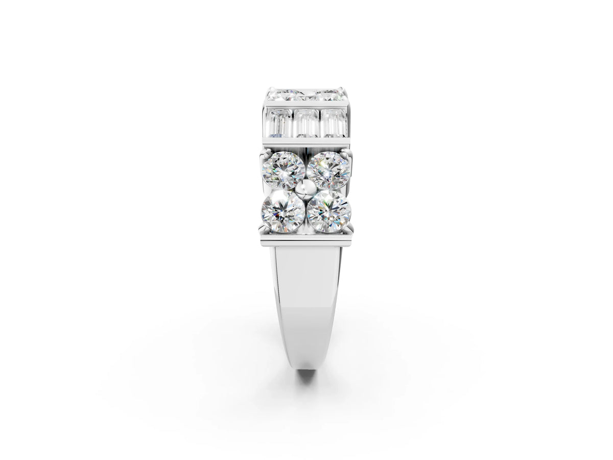 White gold Channel Set Round and Baguette Diamond Anniversary Band with Prong Setting_2
