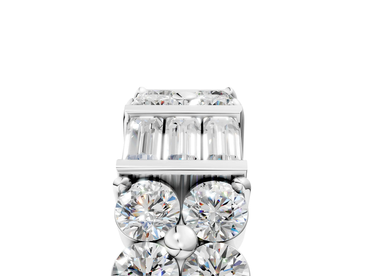White gold Channel Set Round and Baguette Diamond Anniversary Band with Prong Setting_5